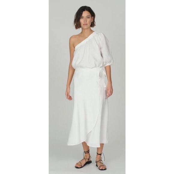 Seafolly Linen Cold Shoulder Top & Skirt Set in White - Picture 1 of 14